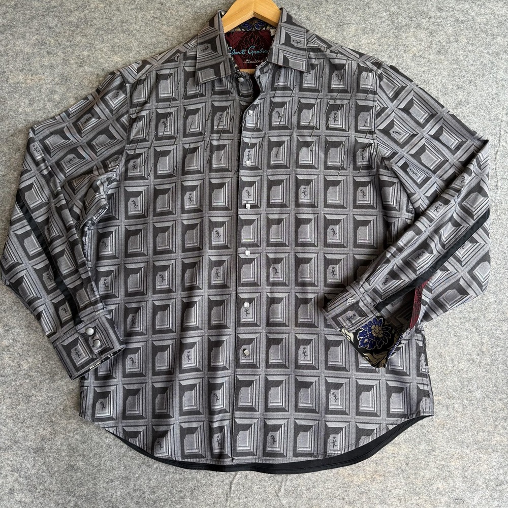 Robert Graham Feeling Good Shirt Mens XL Gray Ltd. Ed. Embroidered 111 of 626 - Picture 2 of 13